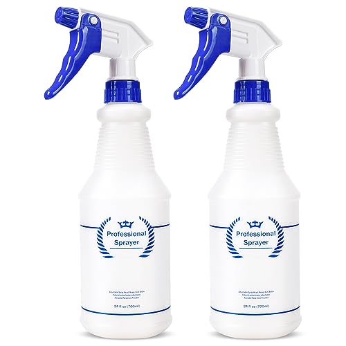 Plastic Spray Bottle, Empty Spray Bottles (2 Pack 24 Oz), All-Purpose Sprayer for Cleaning Solutions, Hair Spray, Bleach, Planting, BBQ, Mist & Stream Water Spraying Bottle with Adjustable Nozzle - size: 2-Pack