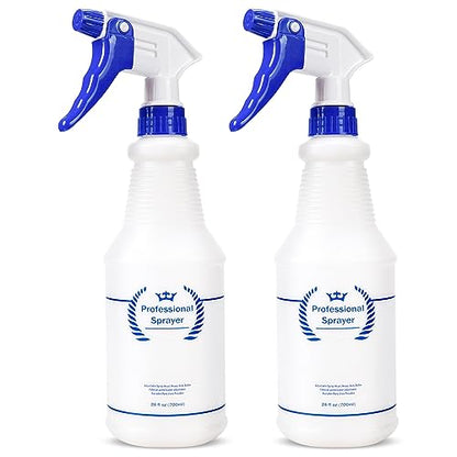 Plastic Spray Bottle, Empty Spray Bottles (2 Pack 24 Oz), All-Purpose Sprayer for Cleaning Solutions, Hair Spray, Bleach, Planting, BBQ, Mist & Stream Water Spraying Bottle with Adjustable Nozzle - size: 2-Pack