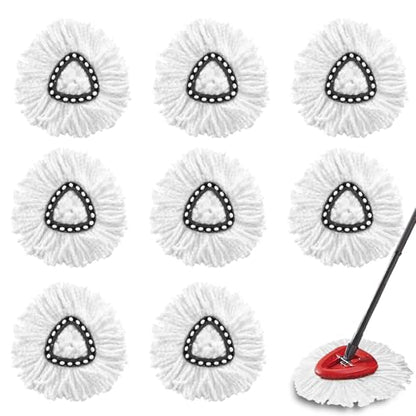 8-Pack Spin Mop Replacement Heads, 100% Microfiber Spin Mop Refills Heads for Easy Wring, 360°Micro Replacement Mop Head for Easy House Cleaning Floor Mopping - (White) - size: 8Pack