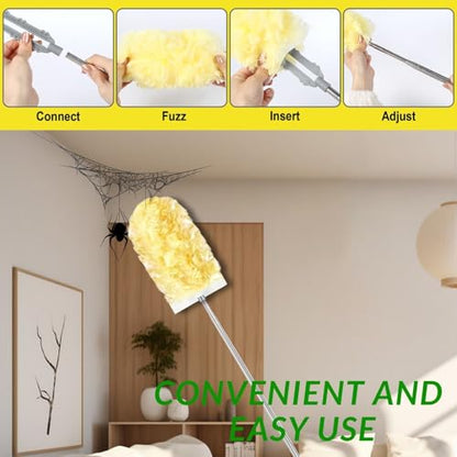 Duster Refills,Static Dust Removal Brush Disposable Replacement Head Compatible with Swiffer,Duster Refills for Electronics, Furniture, Blinds, Ceiling Fans (Yellow, 30 Refills+1 Extension Pole) - color: Yellow, size: 30 Refills+1 Extension Pole