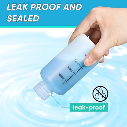 8oz/250ml Narrow Mouth Plastic Bottles with Caps, HDPE Laboratory Grade Graduated Liquid Containers for Reagent Sample Medicine Water Storage (Translucent, 4 Pcs) - size: 8 oz