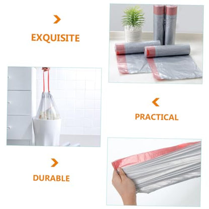 Abaodam 5 Rolls Drawstring Trash Bags Thickened Disposable Garbage Bags Strong Rubbish Pouches for Kitchen Use with Easy Tie Closure and Load-bearing Design Random Color