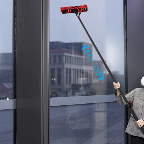 36ft Water Fed Pole Kit Solar Panel Cleaning Brush, Adjustable Window Cleaning Poles with 14in Water Fed Cleaning Brush, Solar Panel Cleaning Pole Outdoor Window Washing Equipment (36Ft, 14in Brush) - size: 36Ft, 14in Brush