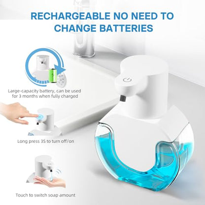 2 Pack Automatic Liquid Soap Dispenser,14.2oz/420ML Touchless Automatic Soap Dispenser,Rechargeabled Wall Mounted Smart Pump for Bathroom Kitchen - color: White, style: 2 Pack Liquid