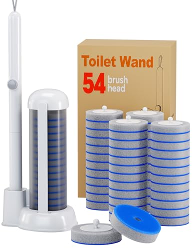 Disposable Toilet Brush, Toilet Cleaner, Toilet Brush (Including 54 Replacement Brush Heads) for deep Cleaning of Toilets, Toilet Brush and Brush Holder Set for maintaining Bathroom Hygiene.