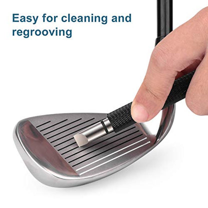 Bulex Golf Club Groove Sharpener, Re-Grooving Tool and Cleaner for Wedges & Irons - Generate Optimal Backspin - Suitable for U & V-Grooves - color: Black