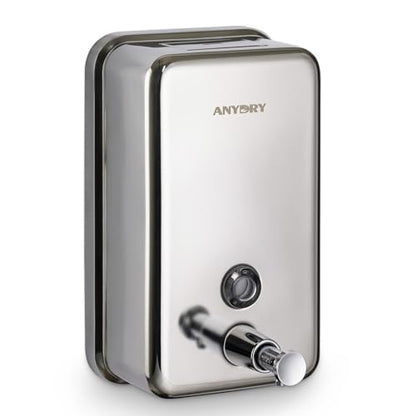 anydry Commercial Soap Dispenser Wall Mount, Polished Stianless Steel Finish Manual Liquid Soap Dispenser - 37oz (1100ml) Model AD1003 - color: Polished