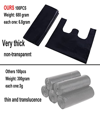 200 Counts Kitchen Garbage Bags and 1.8mil Thick Black Trash Bag with Handles, 14x21.6 Inch 3-4 Gallon Picnic, Kitchen, Daily Use, Bedroom Waste Bin Garbage Bags, Bulk Bags