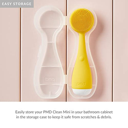 PMD Clean Mini - Smart Facial Cleansing Device with Silicone Brush & Anti-Aging Massager - Waterproof - SonicGlow Vibration Technology - Clear Pores and Blackheads - Lift, Firm, and Tone Skin - color: Clear Case