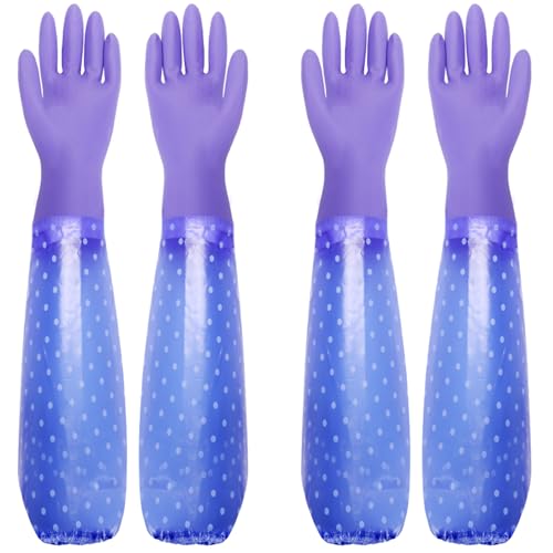 XANGNIER Long Gloves for Cleaning Bathroom,Waterproof Chemical Resistant Gloves Elbow Length,Pvc Full Arm Men & Women Reusable Glove for Gardening,Aquarium,Kitchen,Dishwashing,Household Cleaning,2pair - color: 2 Pair