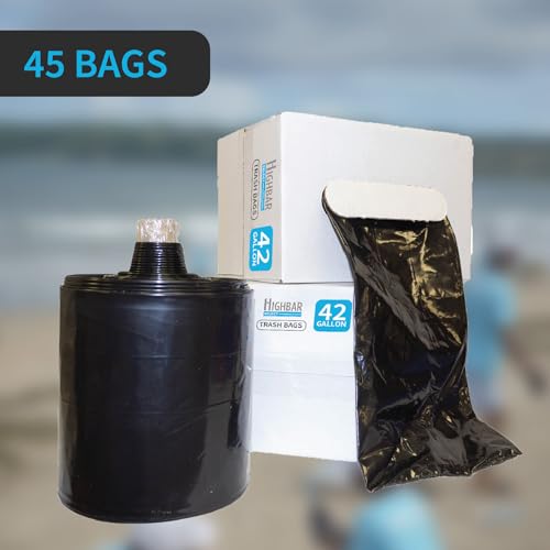 Heavy Duty Contractor Bags, 42 Gallon, 32.75" X 47" - 3 MIL Thick Large Black Industrial Garbage Trashbags (No Ears) for Construction and Commercial use (No Ties) - style: 42 Gal, 3.0 Mil, 45 Count, Black