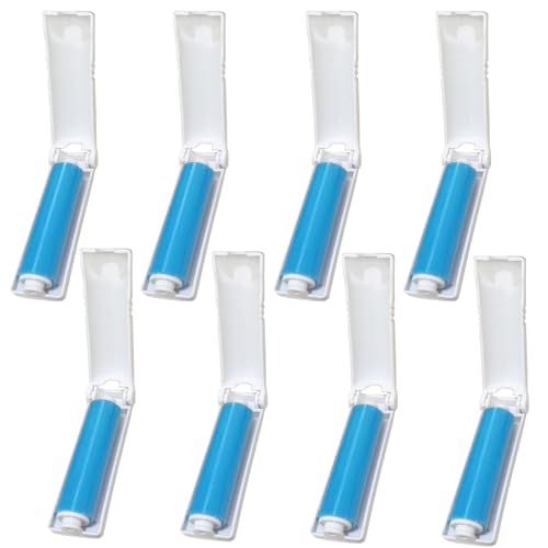 Mini Reusable Lint Roller for Travel, 8 Pack Washable Foldable Lint Remover with Sticky Gel, Portable, Compact and Easy to Clean for Clothes and Luggage Use (Blue) - color: 8 Pack, Blue