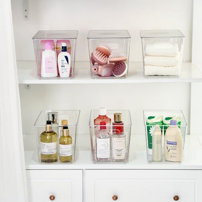 Vtopmart 4 Pack Clear Stackable Storage Bins with Lids,XLarge Plastic Containers with Handle for Pantry Organizer and Storage,Perfect for Kitchen,Fridge,Cabinet, Closet,Bathroom Organization - size: XL(13"L x 7.4"W x 7"H)