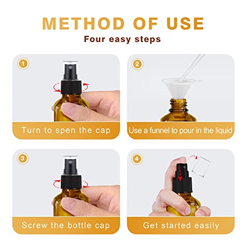 GIVAMEIHF Amber Spray Bottles about 4oz Empty Small Glass Spray Bottle Fine Mist Spray Refillable Containers, Set of 16, Included 24 nozzles, 2 Funnels, 2 Droppers, 24 Labels - color: 4OZ-16 Pcs