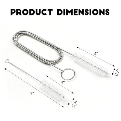 2PCS Flexible Long Drain Brush, 78 Inch Nylon Stainless Steel Tube Cleaning Brush, Slim Long Hose Pipe Cleaning Tool for Auto Sunroof Drain Hole, Car Fridge, Kitchen Sink (Single End-White) - color: Single End-white