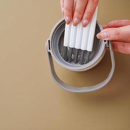 2 Pack Multi-Use Gap Cleaning Brush, Portable Keyboard & Cup Lid Cleaner, Dual-Purpose Nylon Bristle Brush for Keyboards, Water Bottle Lids, Car Gaps & Small Crevices (White)