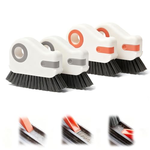 Window Track Cleaner 2 in 1 Groove Cleaning Brush with Hard Bristle and Hidden Scraper,Multifunction Window Sill Cleaner Tool for Sliding Door,Crevice,Bathroom,Kitchen and Home Cleaning(4pcs) - color: Gray+orange, size: 2pcs