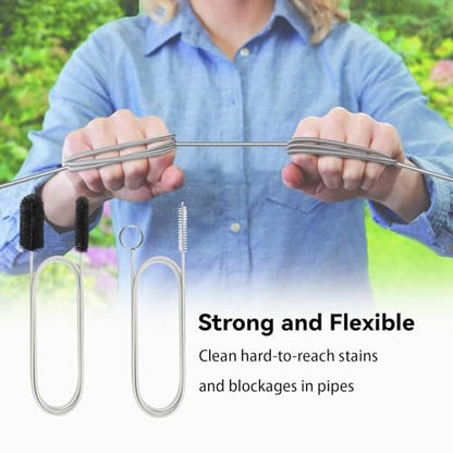 Flexible Drain Brush, 66 Inch Long Double Ended Hose Pipe Cleaners and 58 Inch Tube Cleaning Brush and 2 Pack 8 Inch Straw Cleaner Brush - color: Black