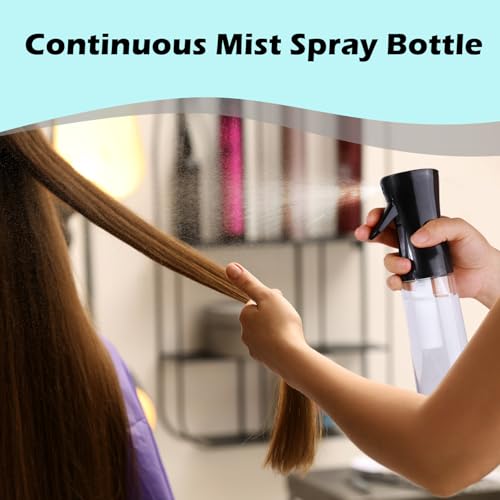 2 Pack Continuous Spray Bottles(10.1oz/300ml)- Ultra Fine Plastic Mist Sprayer Water Spray Bottle For Hairstyling, Cleaning, Salons, Plants, Essential Oil Scents Black