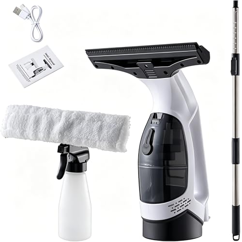 Cordless Window Vacuum Cleaner – Streak-Free Shower Glass & Window Cleaning in Seconds, Powerful Suction Rechargeable Handheld Window Vac, No Drips, Easy for Mirrors, Tiles & Car Windows