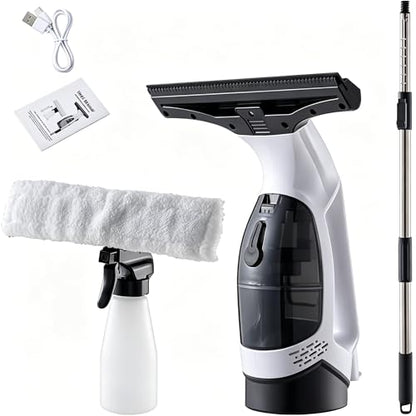 Cordless Window Vacuum Cleaner – Streak-Free Shower Glass & Window Cleaning in Seconds, Powerful Suction Rechargeable Handheld Window Vac, No Drips, Easy for Mirrors, Tiles & Car Windows