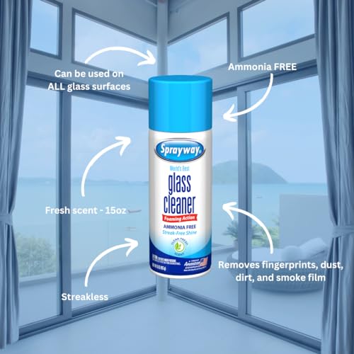 Sprayway Ammonia-Free Glass Cleaner, Foaming Action - Streakless Shine, 15 Ounce (Pack of 1)