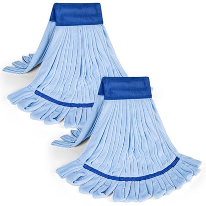 Large Microfiber Tube Mop Heads,Tube Wet Mop Refill (6 inch),Blue Heavy Duty Industrial Wet Mop Head Refill, Highly Absorbent,Commercial Mop Head Replacement,Machine Washable,Hardwood Floors(2)