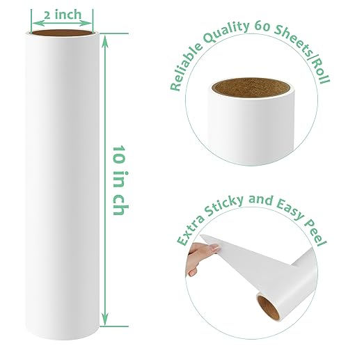 Large Lint Roller Refills 10 inch Wide Ultra Sticky Mega Roller Refills for Evercare Layers Smart Design Leo Cleaning Floor Roller for Removing Pet Hair, 6 Pack Total 360 Sheets - size: 10 inch Mega