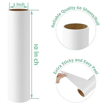 Large Lint Roller Refills 10 inch Wide Ultra Sticky Mega Roller Refills for Evercare Layers Smart Design Leo Cleaning Floor Roller for Removing Pet Hair, 6 Pack Total 360 Sheets - size: 10 inch Mega
