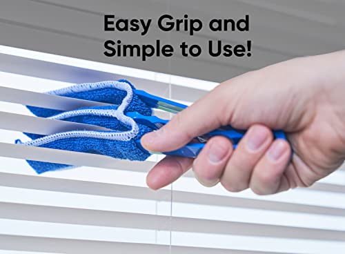 Blind Cleaner Duster Tool, Fan Blade Cleaner, Air Duct Cleaning Tools, Blue Window Blinds Cleaner with Microfiber Sleeve for Fans, Window Blinds, Vents, Shutters…(4 Pack -Superio) - size: 4
