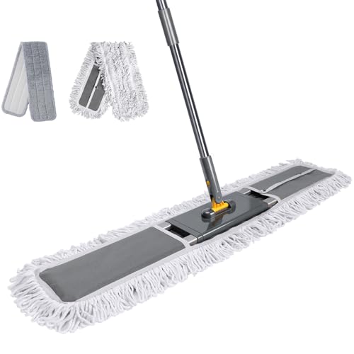 Masthome 36" Commercial Mop, Heavy Duty Industrial Floor Mop with 2 Microfiber Pads, 60" Adjustable Large Dust Mop,Wet Dry Flat Mops for Office Garage Warehouse Factory Mall - color: Grey Large