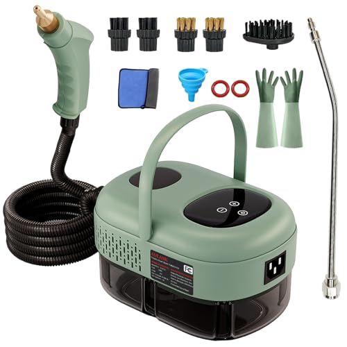 Steam Cleaner, Portable Pressurized Steamer for Cleaning with 14pcs Accessories, 6-Level Adjustable and 15s Heat-Up, Handheld Steam Cleaner for Home, Tile, Dirt, Grout, Grease, Car Detailing(7-Green) - color: 7-Green