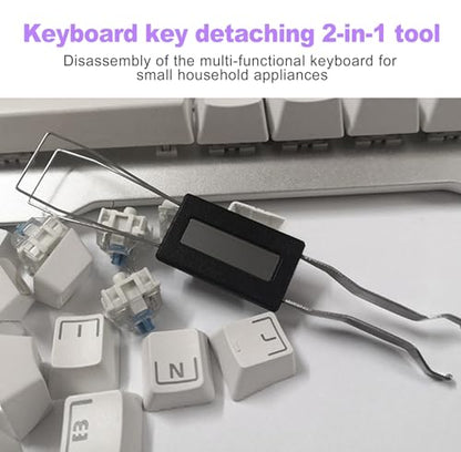 2-in-1 Mechanical Keyboard Keycap Puller Switch Puller Tool Kit Stainless Steel Key Remover with Dual Cleaning Brushes for Keyboard Maintenance