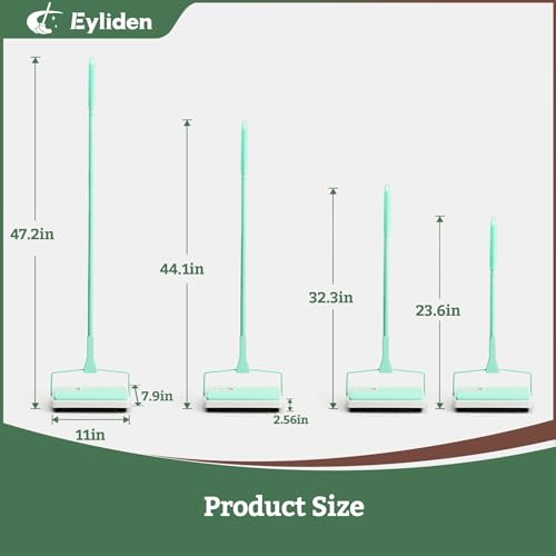 Eyliden X-Large Carpet Sweeper - Quiet Manual Sweeper for Carpets & Rugs | 1 Extra Refill Roller Brush, Non-Electric, Hand Push, Quietly Cleans Debris and Messes, Restaurant Roller Broom, Mint - color: Mint