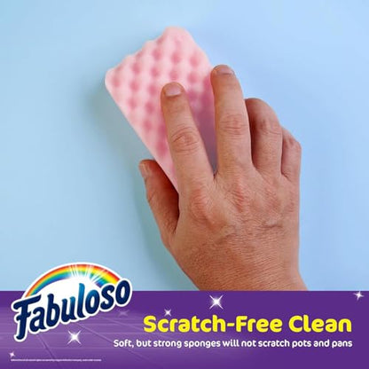 Fabuloso Scratch-Free Kitchen Dish Sponges Purple Cellulose Scrubber Sponge Scouring Pad Dishes Pots Pans Counters and Sinks Tough on Messes 4.25 x 2.75 x 1.25 in 6 Count 2 Pack Kitchen Cleaning - color: Purple, size: 6 Count (Pack of 2)