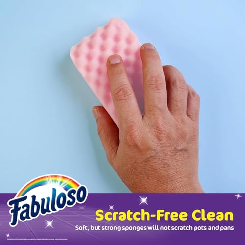 Fabuloso Scratch-Free Kitchen Dish Sponges, Rainbow Cellulose Scrubber Sponge with Scouring Pad for Dishes, Pots, Pans, Counters and Sinks, Tough on Messes, 4.25 x 2.75 x 1.25 in, 6 Count - 2 Pack - color: Rainbow, size: 6 Count (Pack of 2)