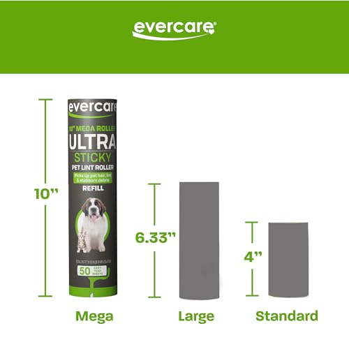Evercare Pack of 3 All-Purpose Pet Mega Oversized Lint Roller Refills, 50 Sheets Each - size: 50 Count (Pack of 3), style: 3-Pack Mega Lint Rollers (50 Sheets Each)