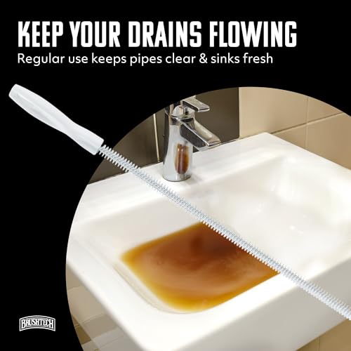 BRUSHTECH – Sink Drain & Overflow Cleaning Brush – White, Set of 2