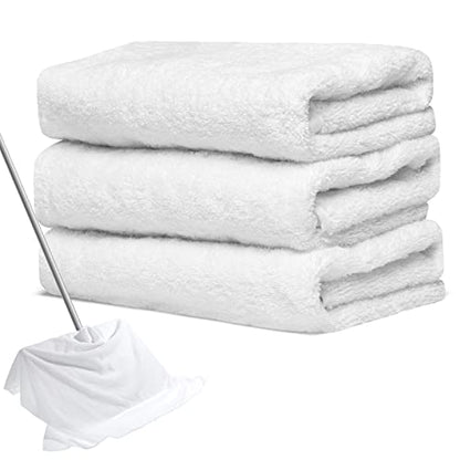 Newwiee 3 Pcs Extra Large Microfiber Cleaning Cloth 30" x 20" Washable Reusable Microfiber Towel Streak Free Lint Free Cloth for Cleaning Home Glass Office Window Bathrooms (White) - color: White