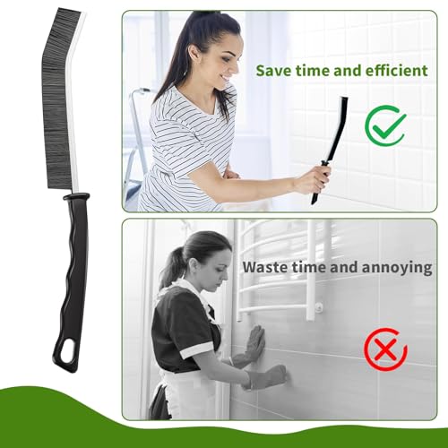 Tedmax 12PCS Grout Brush Set, Hard Bristle Crevice & Baseboard Tool | Crevice cleaning tool designed to reach tight spaces between tiles, sinks, cabinets and baseboards with ease. - color: White01