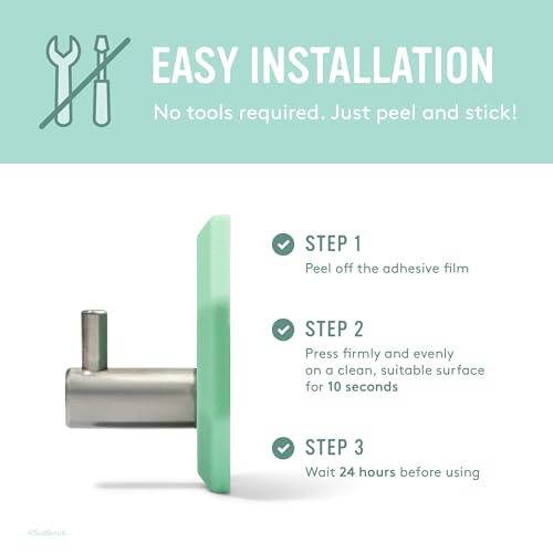Sud Scrub® Antimicrobial Shower Hook, Self Adhesive Hooks for Shower Wall, Heavy Duty Removable Wall Hooks, Stick On Hooks for Hanging, Bathroom Towel Hook (Mint) - color: Mint