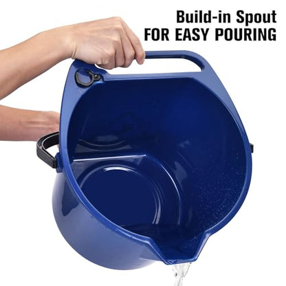 Matthew Cleaning 4.2 Gallon Mop Bucket, Heavy Duty Plastic Cleaning Bucket with Built-in Pour Spout, Mop Holder and Comfort Grip Handle, House and Commercial Cleaning Supplies, Case Pack 12 Pcs Blue - color: Blue, size: Case Pack - 12 Pcs