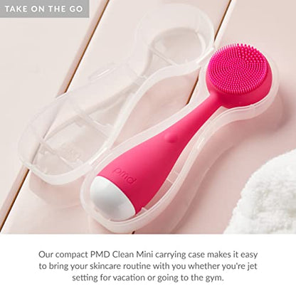 PMD Clean Mini - Smart Facial Cleansing Device with Silicone Brush & Anti-Aging Massager - Waterproof - SonicGlow Vibration Technology - Clear Pores and Blackheads - Lift, Firm, and Tone Skin - color: Clear Case