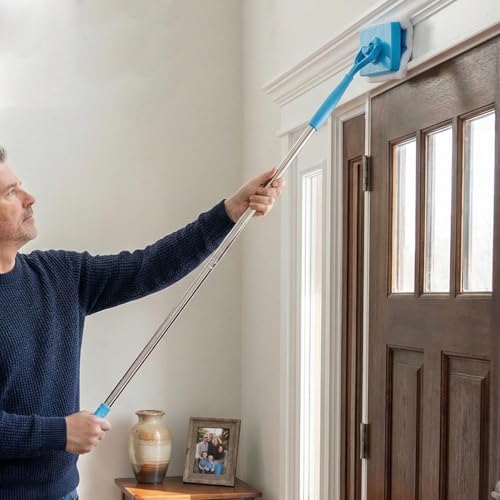 Lightweight Home Cleaning Brush Extra-Long Telescopic Adjustable Rod for Flooring Carpet Clean Household Cleaning Mop (1 Mop with 2 Sponge) - color: 1 Mop With 2 Sponge