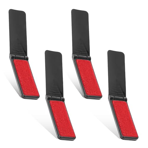 Foldable Lint Brush for Clothes, 4 Pcs Portable Travel Size Lint Remover Brush Reusable Mini Compact Lint Removal Tool for Furniture Couch Sofa Pet Hair Fabric Fluff Dust Removal (Black) - color: Black