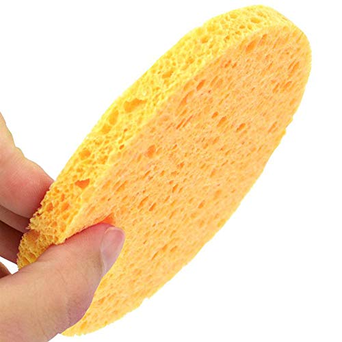 AKOAK 5 Pcs Face Compression Sponge Round Makeup Remover Pad is Reusable for Deep Cleansing, Exfoliating, and Makeup Removal(Yellow) - color: Yellow