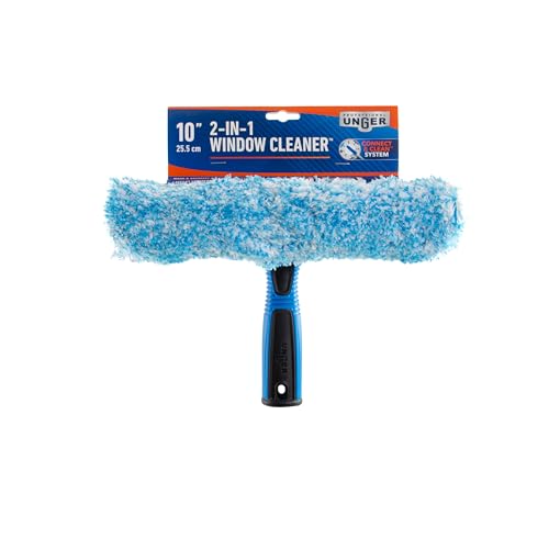 Unger Professional Connect & Clean 2-in-1 Squeegee & Scrubber, 10” Window Cleaning Tool, Commercial and Residential Use, Washer Cleaner Supplies to Remove Excess Water and Dry (Pack of 10) - size: 10-inch (Pack of 10), style: 10" 2-in-1 Window Cleaner II