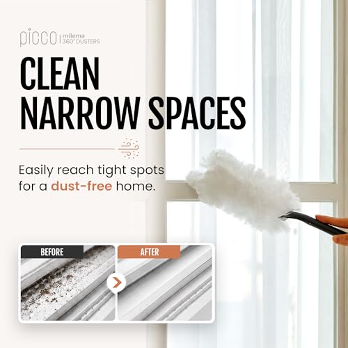 milema Picco 360 Double-Sided Microfiber Duster Cleaning Kit (White, 1 Short Handle, 23 Refills) - size: 1 short handle, 23 refills