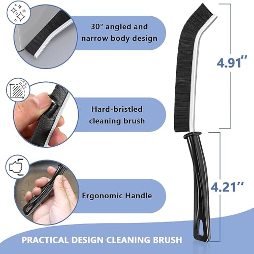 VeranCo Hard Bristle Crevice Cleaning Brush, Black 3Pcs, Polypropylene Handle, Ideal for Kitchen Gaps, Window Tracks, Grout, and More