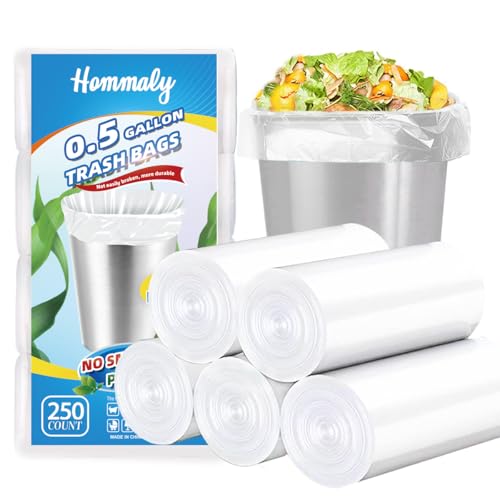 0.5 Gallon 250 pcs Mini Clear Trash Bags, Tiny Strong Garbage Bags,Small Plastic Bags for Desktop Trash Bin, Tiny Bathroom Trash Can Bin Liners,Mini Bags for Waste Basket Liner,Fit 2 Liters-Clear - style: 0.5Gal Clear-250